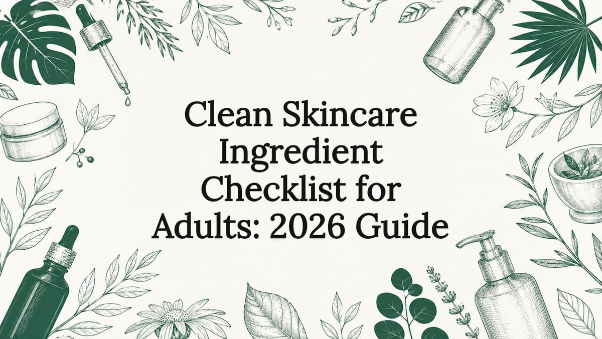 Artistic clean skincare title card illustration
