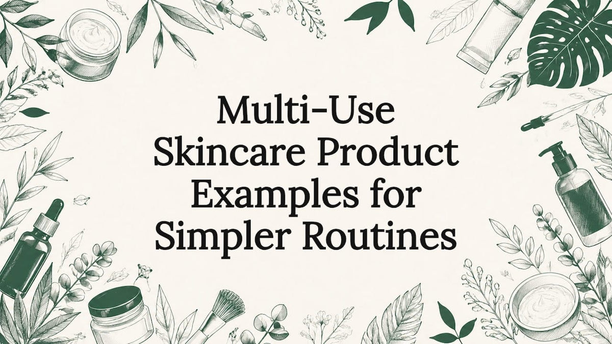 Decorative skincare product title card illustration