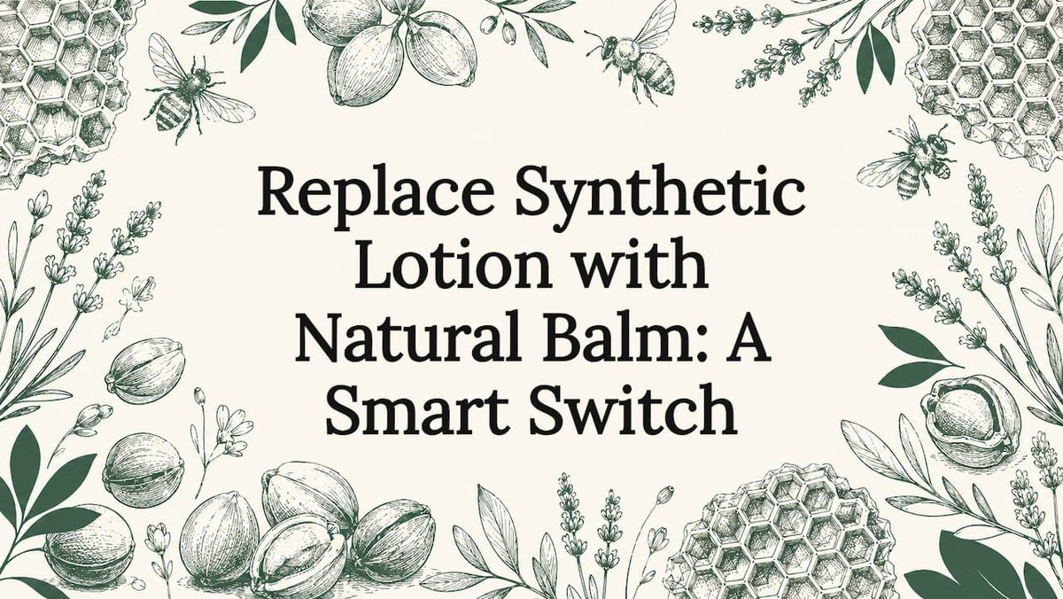 Decorative natural balm title card illustration
