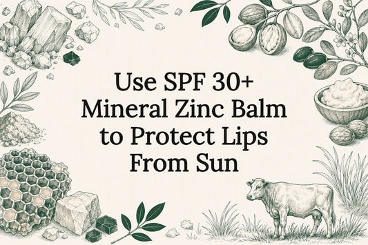 Decorative title card illustration with natural skincare botanicals and minerals