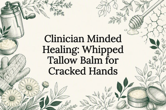 Decorative cracked hands balm title card