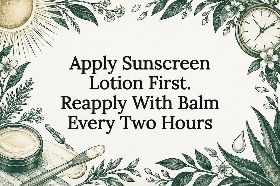Decorative sunscreen balm article title card