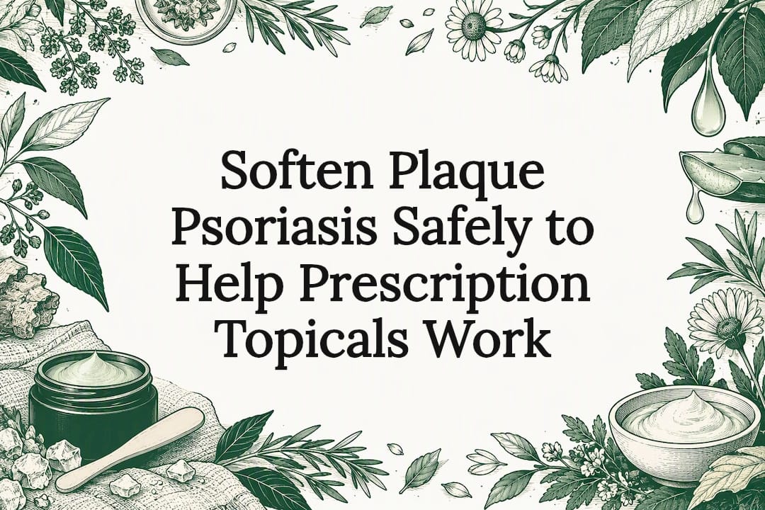 Decorative psoriasis care title card illustration