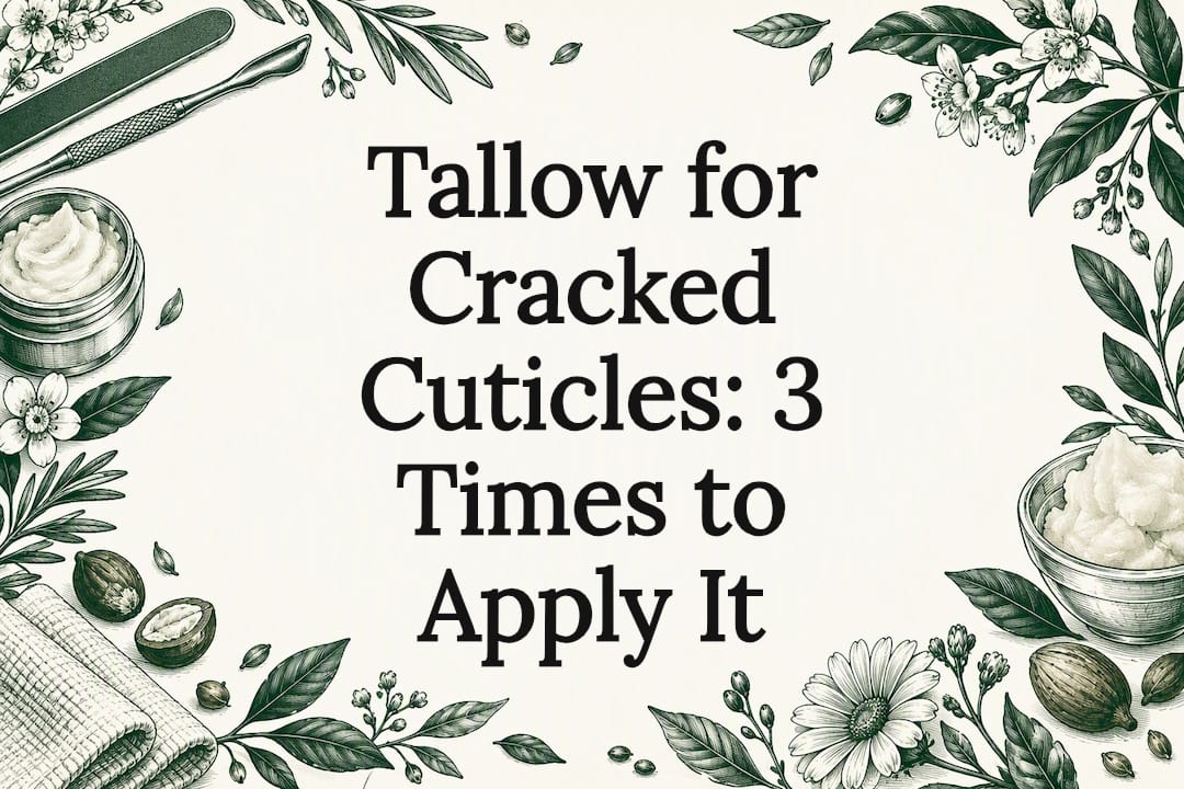 Cuticle care title card with botanical details