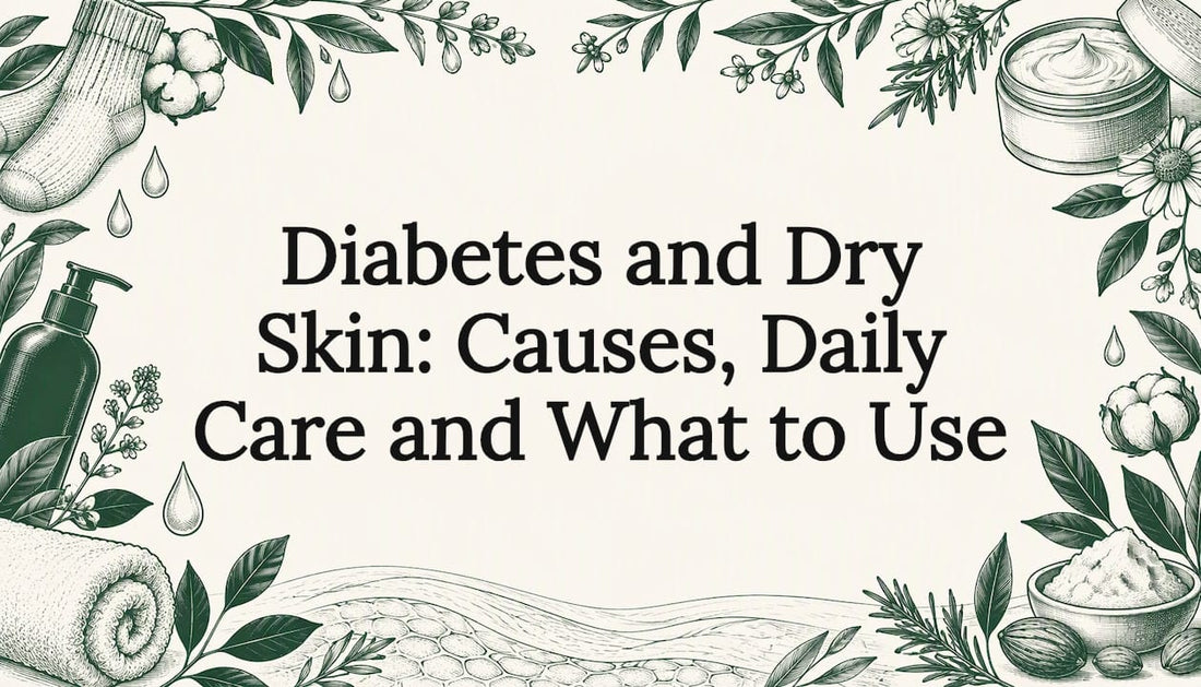 Sketch details framing the diabetes skin care title