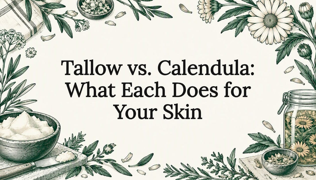 Tallow and calendula botanical title card