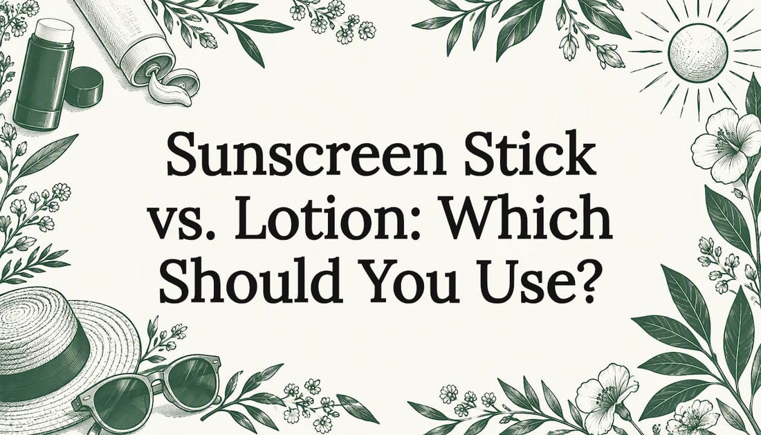 Sunscreen stick and lotion title card illustration