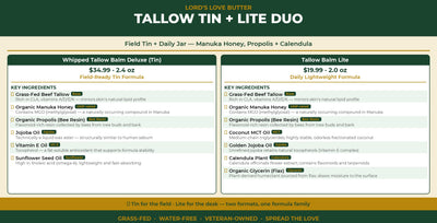 Tallow Tin + Lite Duo — Manuka Honey, Propolis + Calendula